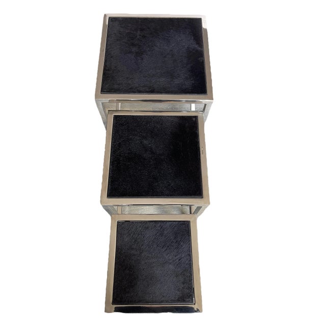 Modern Interlude Home Pony Hair Nesting Tables - Set of 3 For Sale - Image 3 of 11