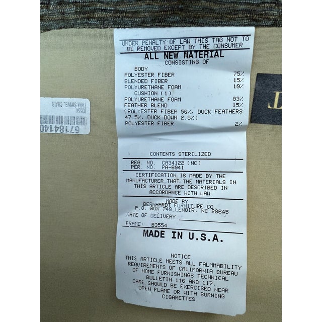 Bernhardt Tara Swivel Arm Chair - A Pair For Sale - Image 14 of 14