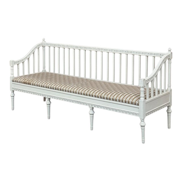 18th Century Swedish Gustavian Painted Settee ~ Neoclassical Design For Sale
