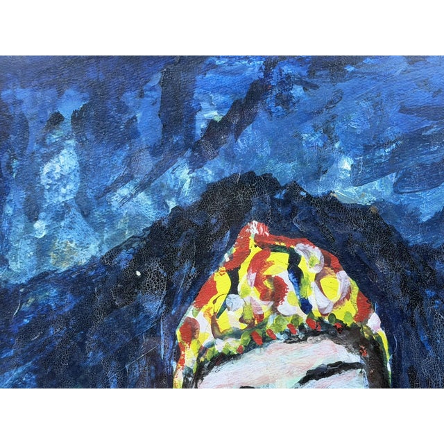 1970s Mohamed Hamri Moroccan Modernist Portrait of Woman, Oil & Gouache Painting For Sale - Image 12 of 18
