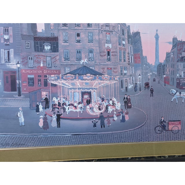 Late 20th Century Michel Delacroix "Carousel" Framed Paris Street Scene Lithograph, Signed in Plate For Sale In New York - Image 6 of 15