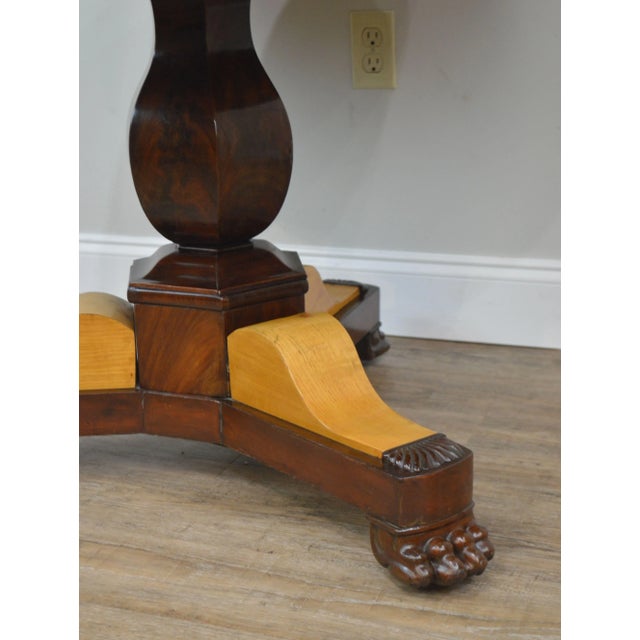 French Charles X Antique Mahogany & Elm Wood 2 Tone Round Center Table For Sale - Image 12 of 13