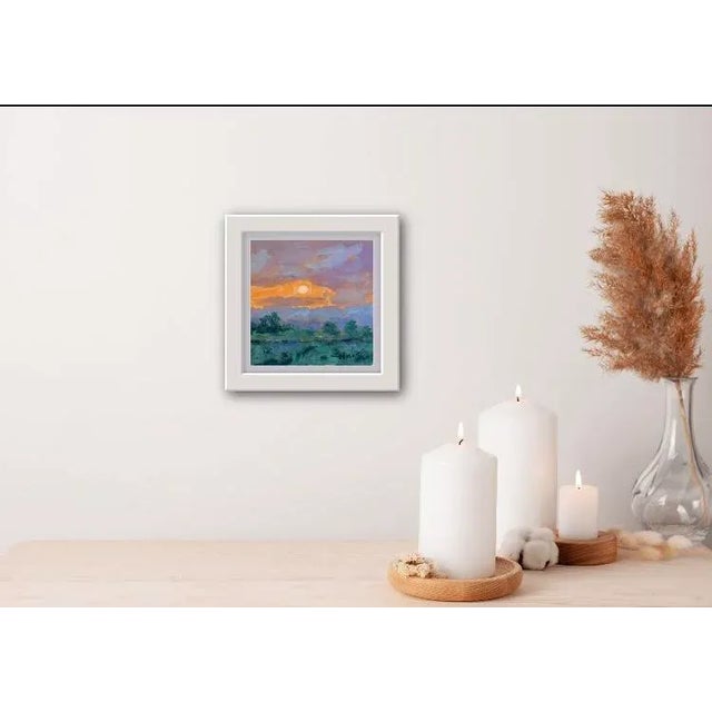 Sunset - Original oil painting landscape. 6 x 6 inches on gessoed masonite panel. Unframed. Signed Haas.