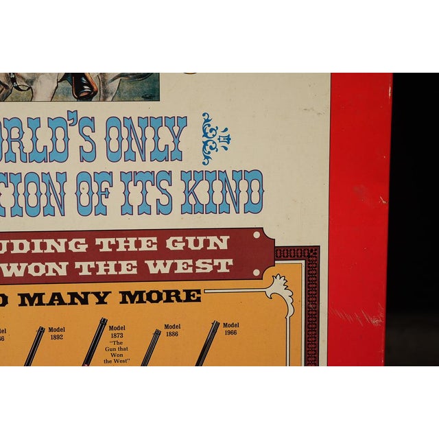 Red 1976 Winchester Museum Buffalo Bill Tin Lithograph Advertising Sign For Sale - Image 8 of 13