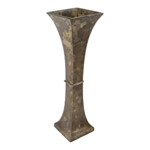 Early 20th Century Japanese or Chinese Bronze Square Gu Form Vase