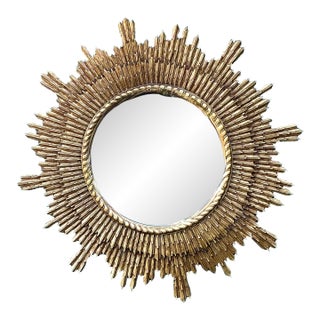 Vintage Gilt Starburst Mirror For Sale