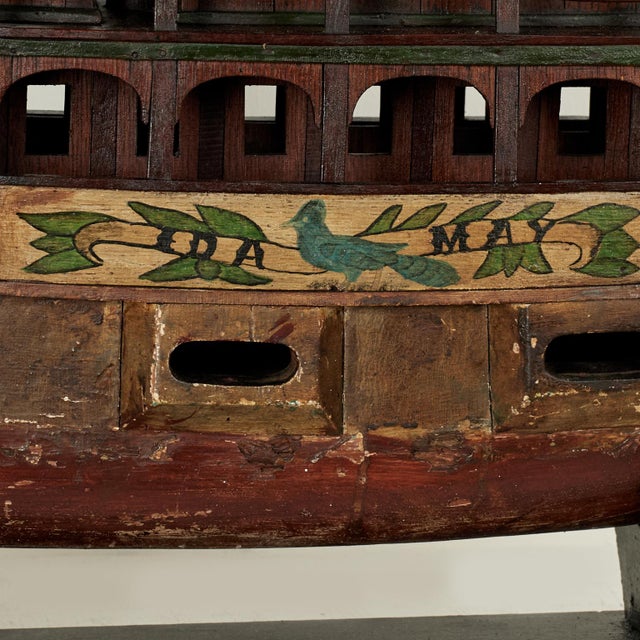Silver Antique Folk Art Boat Model For Sale - Image 8 of 15
