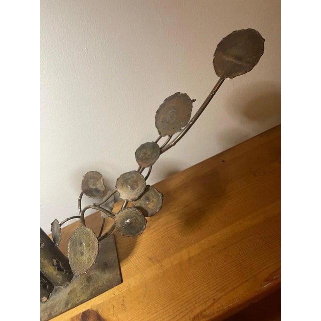 Lane  brutalist 1970s Vintage Brutalist Mid-Century Modern Brass Sculpture For Sale - Image 4 of 10