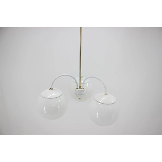Mid-Century White Chandelier from Kamenický Šenov, 1970s For Sale - Image 4 of 11