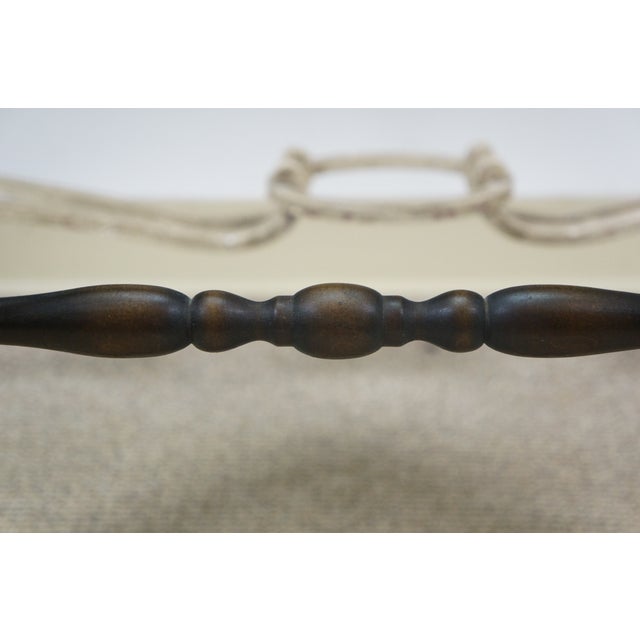 Antique Walnut Caned Piano Vanity Bench Seat Stool Foot Rest 18" For Sale - Image 13 of 16