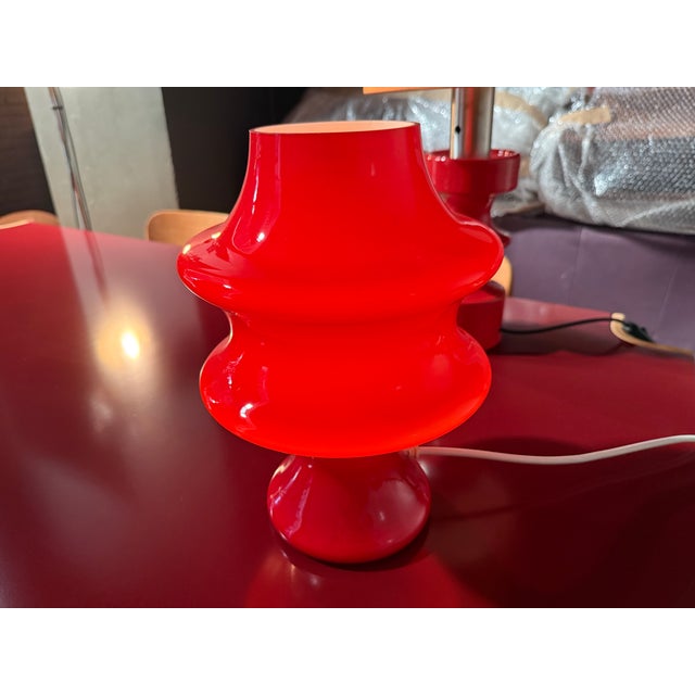 Red Glass Table Lamp from Hustadt Leuchten, 1970s For Sale - Image 4 of 9