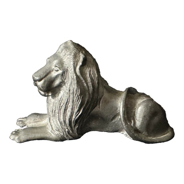 Vintage 1977 Pewter Lion Figurine For Sale