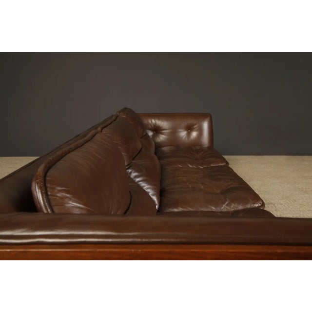 Warren Platner Walnut and Leather Floating Case Sofa for Lehigh Leopold, C. 1970 For Sale - Image 15 of 17