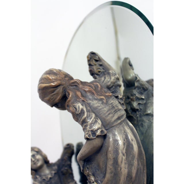 Antique Mirror with Figurines from Goldscheider, 1890s For Sale - Image 10 of 17