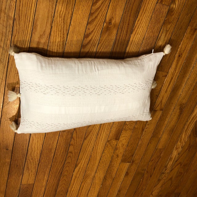 2010s Serena & Lily Pillow With Tassels Bolster For Sale - Image 5 of 5