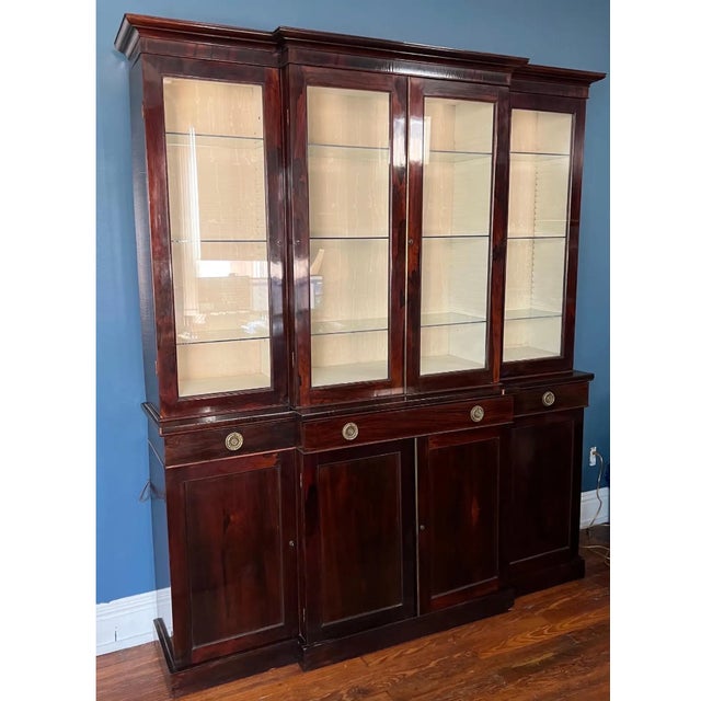 English 19th Century English Rosewood Breakfront Bookcase With Hidden Drawers For Sale - Image 3 of 11