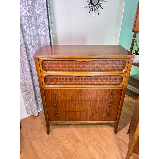 1960s Lane Perception Walnut Highboy Dresser For Sale - Image 12 of 12