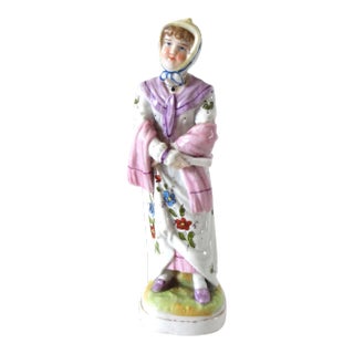 Early 19th Century Dresden Sitzendorf German Regency Porcelain Woman Figurine For Sale