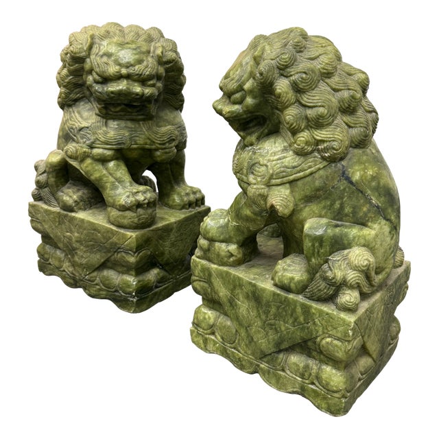 Chinese Jade Guardian Lions, Pair For Sale