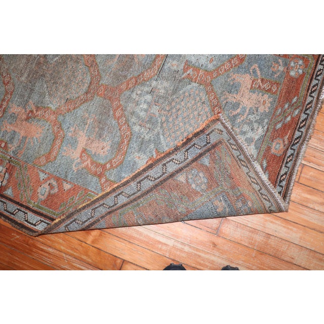 Terra Cotta Zabihi Collection Persian Kurd Lion Antique Rug - 3'3" x 6'2" For Sale - Image 8 of 11