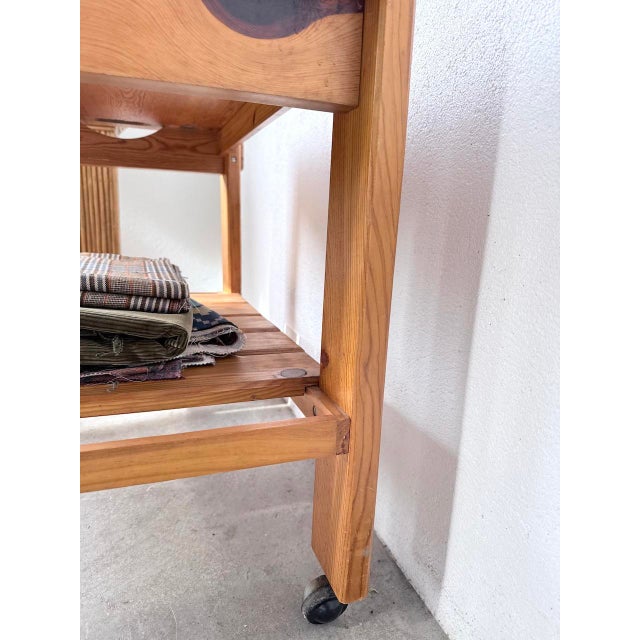 Pine Serving Cart on Casters, 1980s For Sale - Image 13 of 18