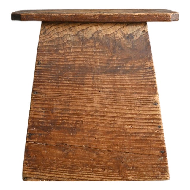 Antique Japanese Wooden Stool / Early 20th Century / Wabi-Sabi Step Stool For Sale