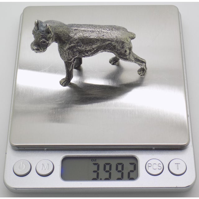 Vintage Italian Handmade Genuine Silver Detailed Boxer Dog Large and Heavy Rare Solid Figurine For Sale - Image 10 of 11