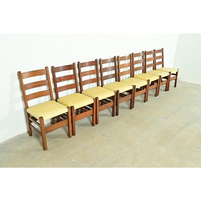 Gustav Stickley Antique Mission Oak Arts & Crafts Ladder Back Dining Chairs, Set of Eight For Sale - Image 13 of 13