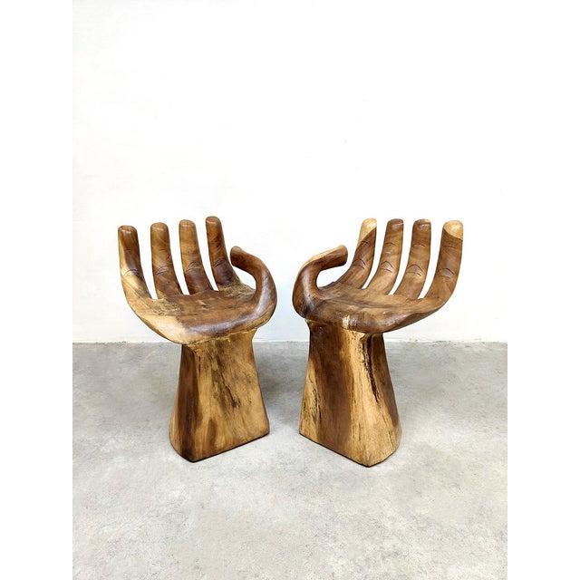 Wooden Handcrafted Carved Hand Chair For Sale - Image 3 of 7