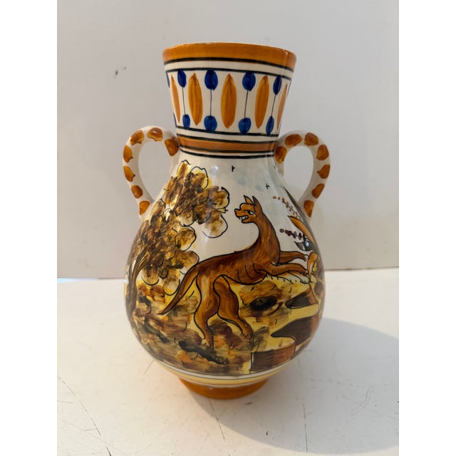 Vintage Hand-Painted Ceramic Vessels Pair For Sale - Image 4 of 10