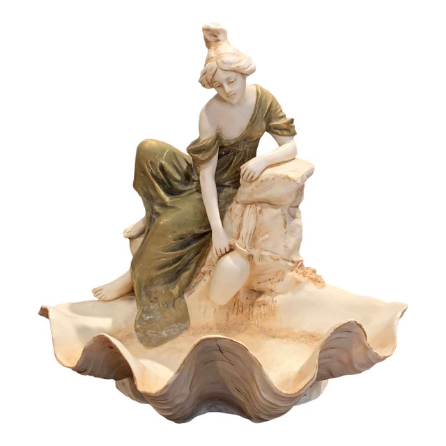 Early 20th Century Czech Royal Dux Bohemian Carved Porcelain Woman Sculpture For Sale