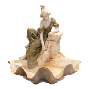 Early 20th Century Czech Royal Dux Bohemian Carved Porcelain Woman Sculpture