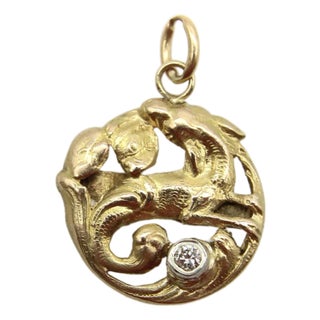 Late 19th Century 18k Gold Victorian Mythical Creature Pendant For Sale