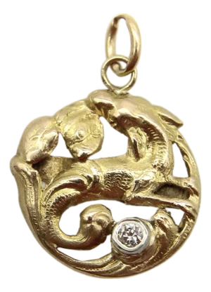 Late 19th Century 18k Gold Victorian Mythical Creature Pendant