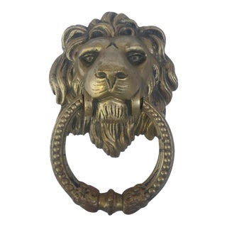 Vintage Gold Lion Door Knocker For Sale