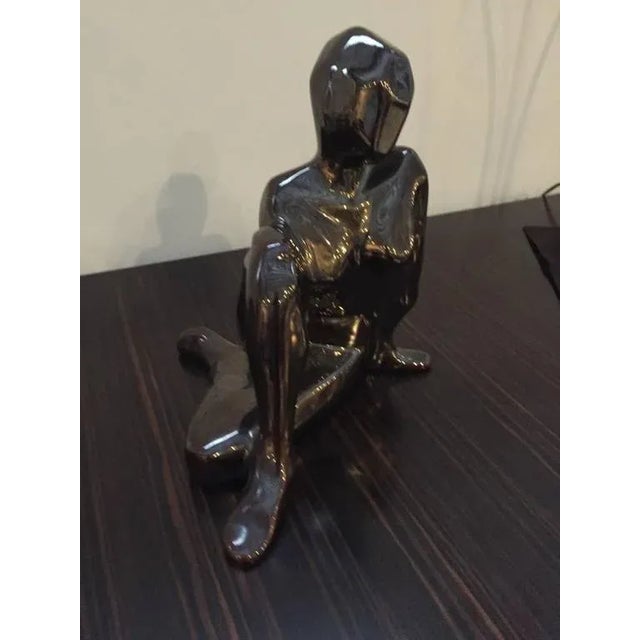 Mid-Century Modern Mid-Century Modernist Ceramic Crouching Woman Sculpture For Sale - Image 3 of 7