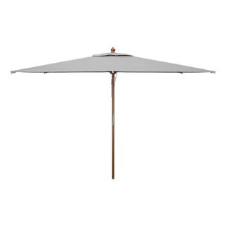 Aklin 6.5Ft X 10Ft Rectangle Wooden Pulley Market Umbrella (No Tilt), Grey For Sale