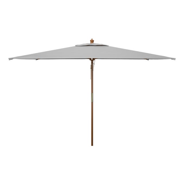 Aklin 6.5Ft X 10Ft Rectangle Wooden Pulley Market Umbrella (No Tilt), Grey For Sale