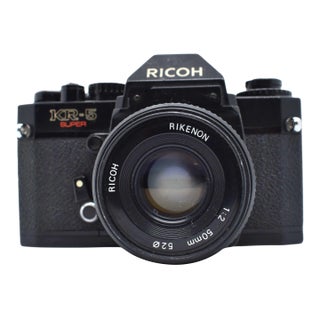 1980's Ricoh Kr-5 Super 35mm SLR Camera With Rikenon 50mm Lens For Sale