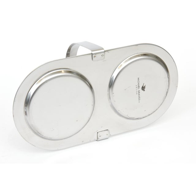 MIchael Graves Chrome, Black Resin and Glass Creamer and Sugar Caddy Set With Matching Tray 90's For Sale - Image 10 of 11