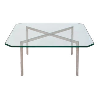 Mid Century Glass Stainless Steel Barcelona Table Mies Van Der Rohe Knoll 1955 For Sale