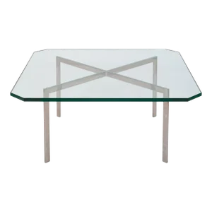 Mid Century Glass Stainless Steel Barcelona Table Mies Van Der Rohe Knoll 1955