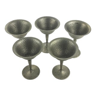 Vintage Pewter Champagne Goblet Coupes - Set of 5 For Sale