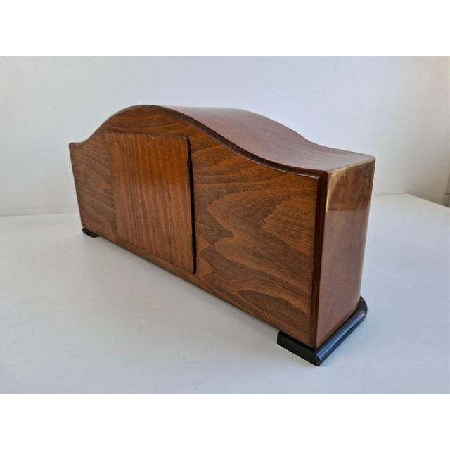 Art Deco Mantel Clock in Wood with Chiming Mechanical Movement, 1930 For Sale - Image 11 of 18