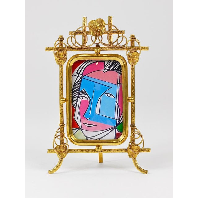 Art Nouveau Floral Gilt Brass Picture Frame, 1890s For Sale - Image 9 of 15