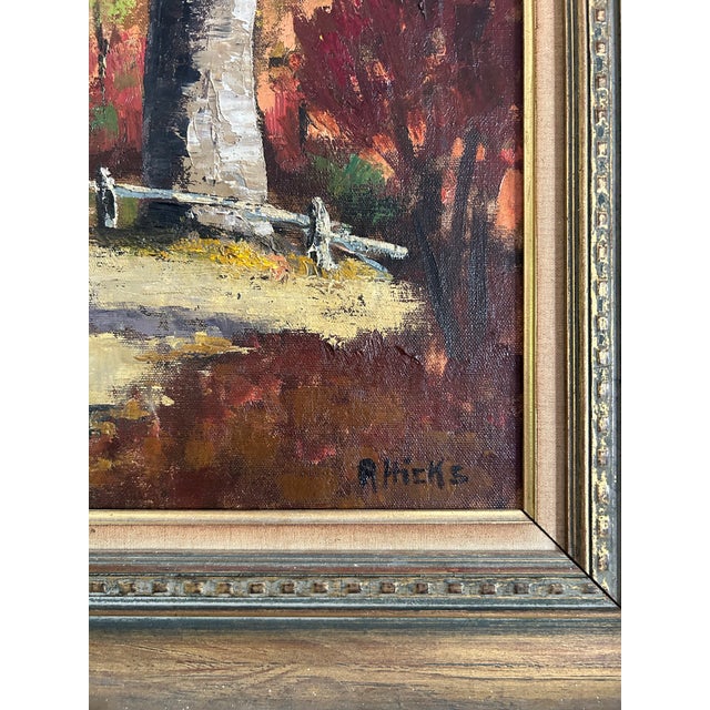 Textile Vintage Impressionist Framed Fall Landscape Oil Painting For Sale - Image 7 of 9