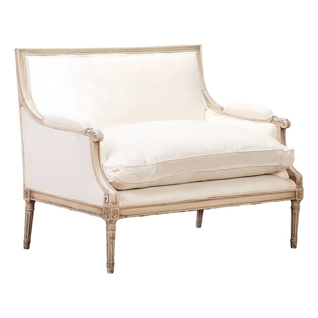 Louis XVI Style Painted Canapé Settee Attributed to Jansen | Ca. 1945 For Sale