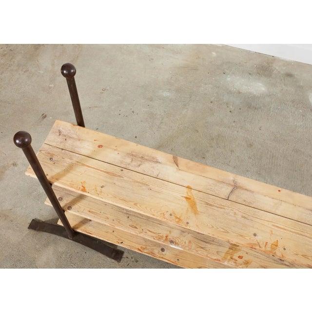 Pair of Patinated Iron and Pine Bakers Rack or Bookshelves For Sale In Sacramento - Image 6 of 13