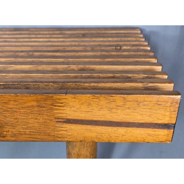Solid Walnut Slat Bench or Coffee Table, Mid Century George Nelson Style For Sale - Image 9 of 16