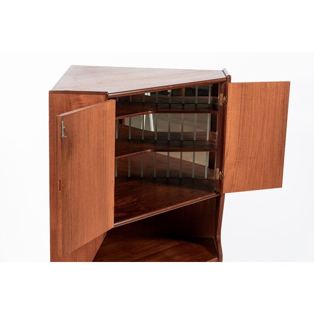 Omann Jun Møbelfabrik Mid Century Danish Teak Wood Corner Bar Cabinet 1960s For Sale - Image 4 of 13